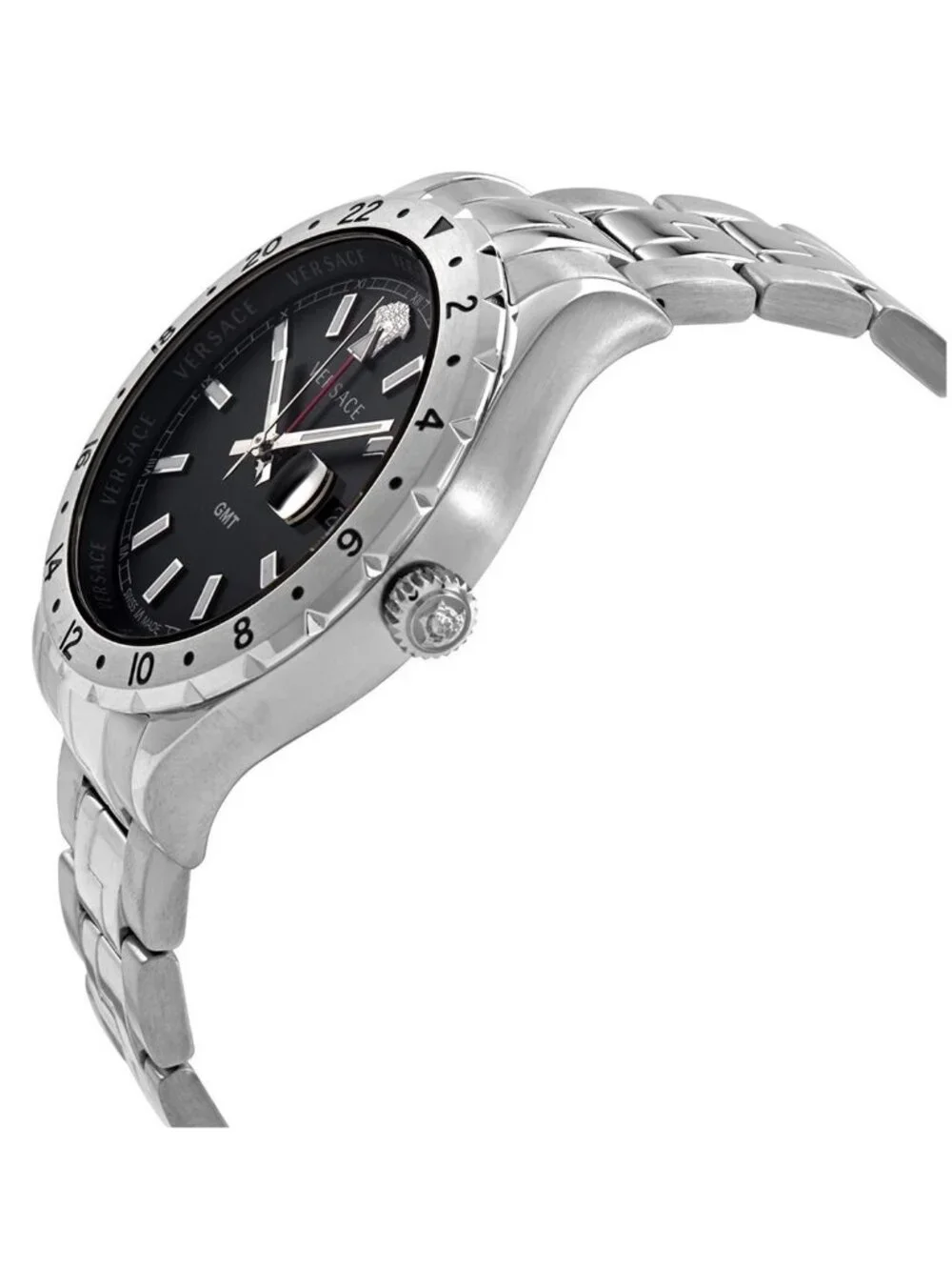 NWT Versace Hellenyium GMT Black Dial Men's Watch V1102 0015